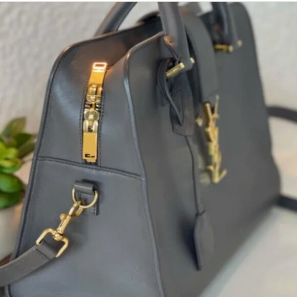 YSL CABAS MONOGRAM GREY LEATHER BAG - Picture 4 of 6